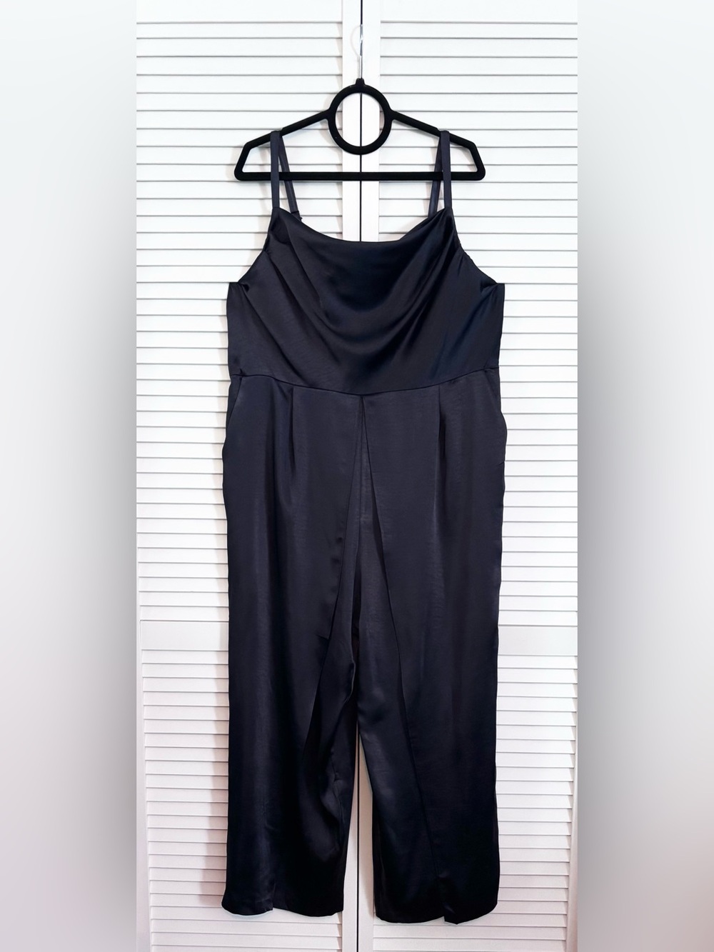 Skies Are Blue Women’s Dark Navy Satin Jumpsuit, Size: 1X, NWT